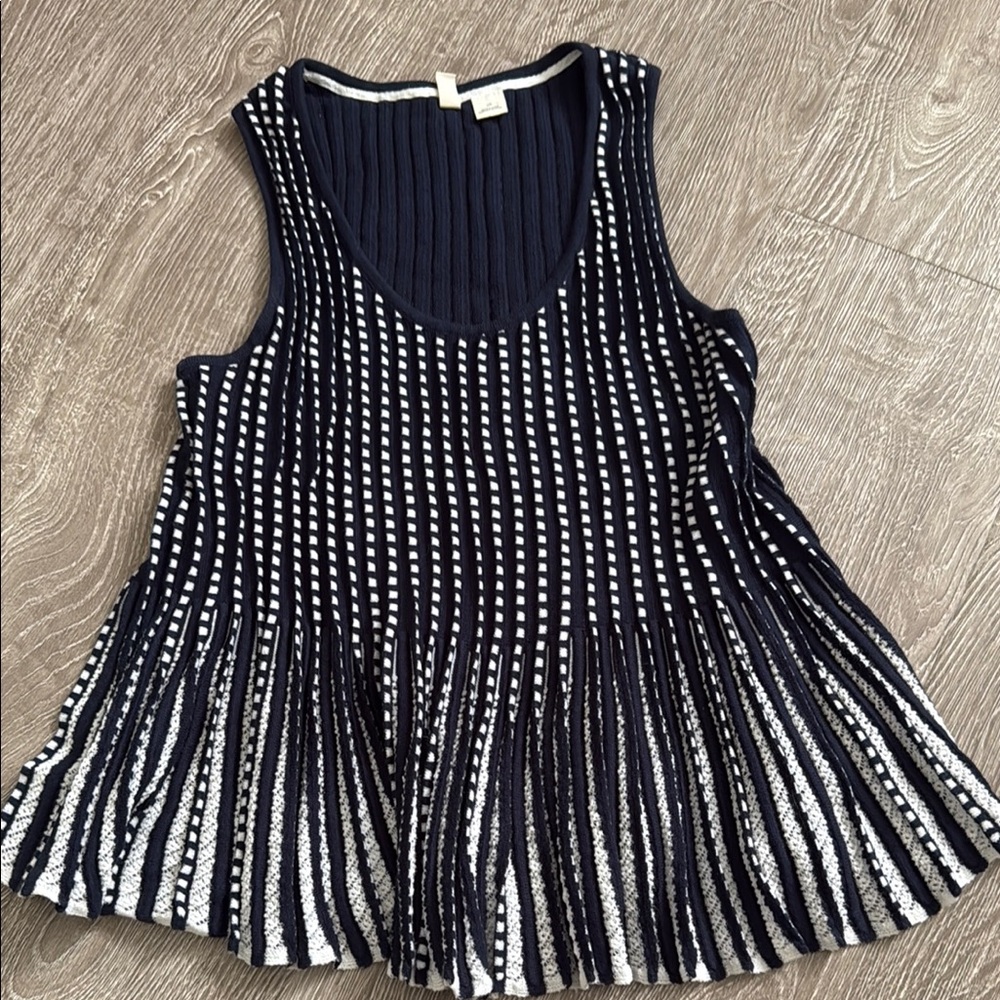 Navy and White Sleeveless Top